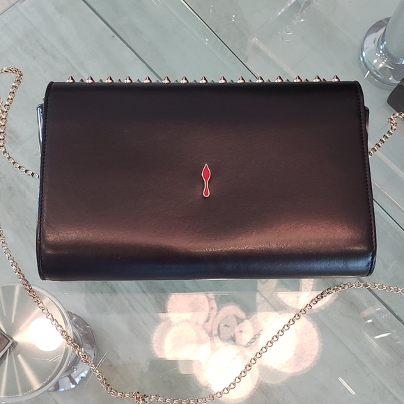 NWOT - Christian Louboutin gold spike leopard Paloma clutch/shoulder bag - Picture 3 of 16